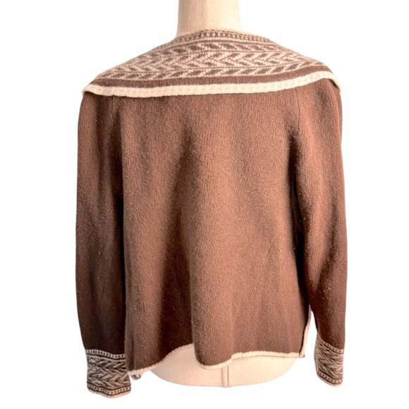 Weekend Max Mara wool angora cardigan sweater Brown and Cream S - Picture 4 of 16